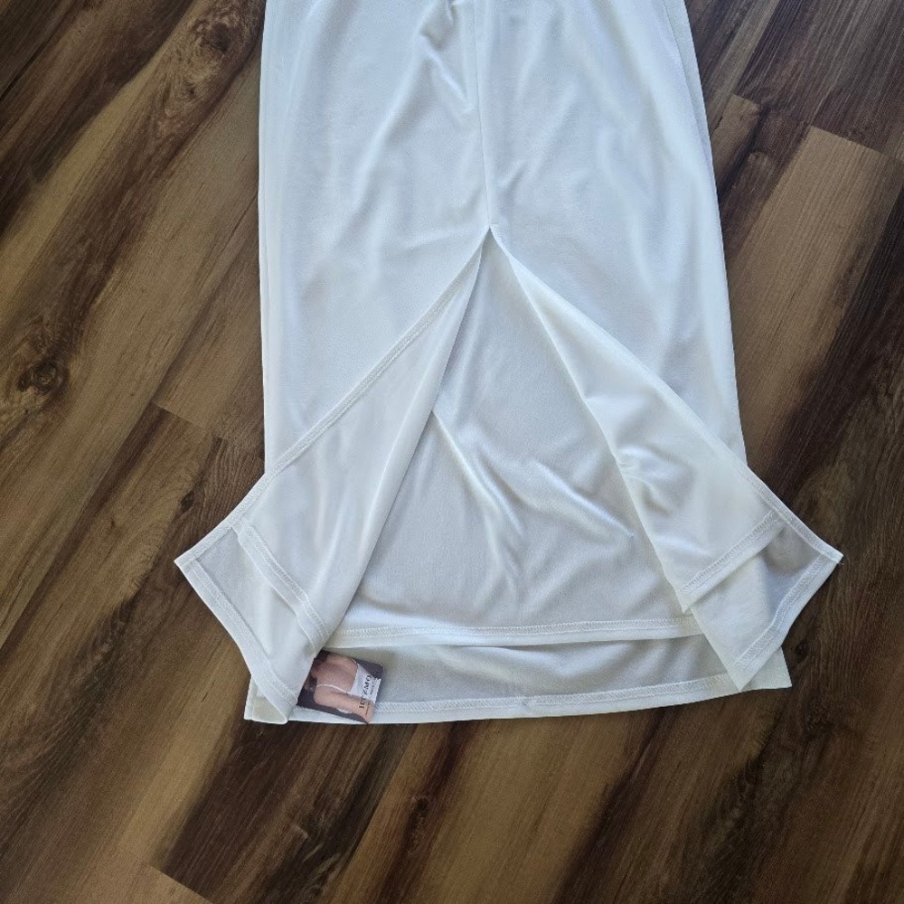 HTZMO Halter Maxi Dress Women Medium White Column Minimalist Sleek Old Money - Picture 7 of 13